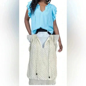 RAMY BROOK NY/ Silk blend blouse/ Off-white with colourful foil detail/Size US M